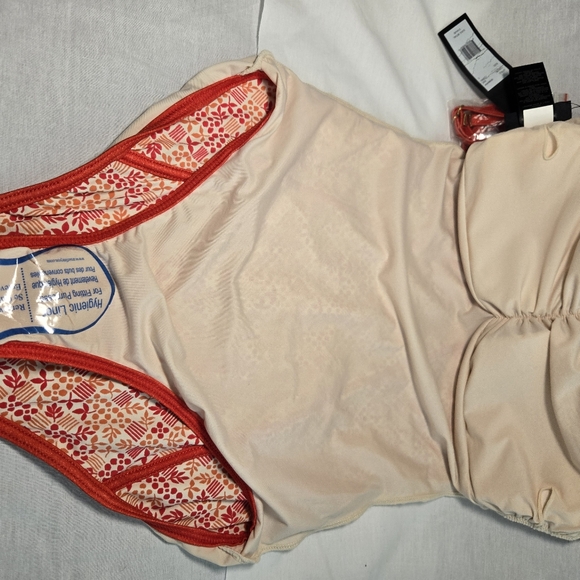 Marc Jacobs Strapless One-Piece Swimsuit (Orange/Cream Size Small) - Picture 3 of 5